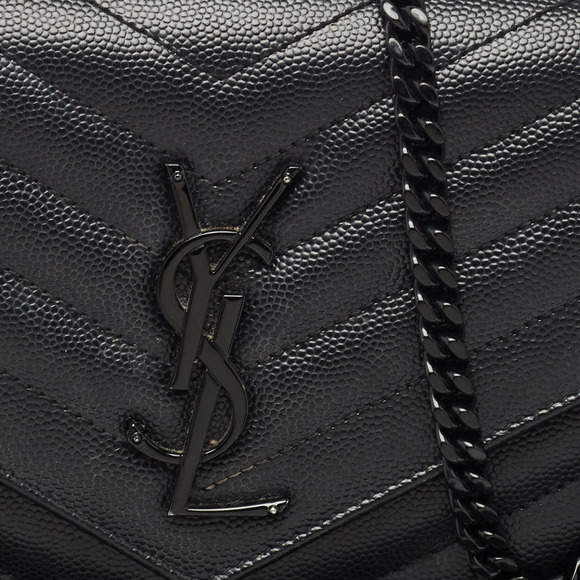 Saint Laurent Black Matelasse Leather Monogram Envelope Wallet On Chain - Picture 5 of 8